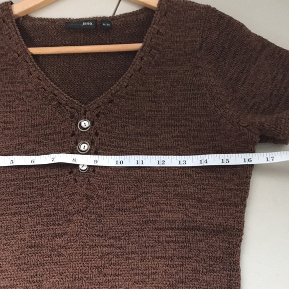 Vintage Jana brown knit short sleeve shirt size medium - Picture 7 of 10